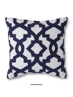 Square Knit White‎ Pillow w/Blue Geometric Pattern (2 available)